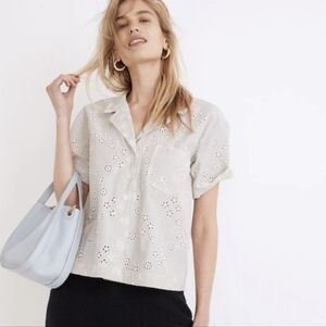 Madewell Floral Eyelet Piedmont Camp Shirt